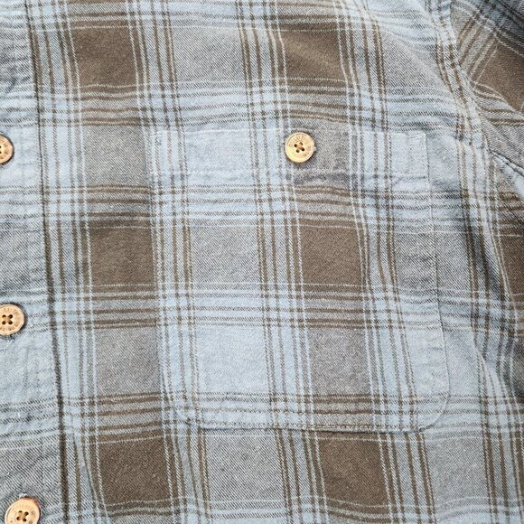 Duluth Free Swingin Relaxed Plaid Gray Brown Button Down Flannel Shirt Mens 2XLT - Picture 4 of 12